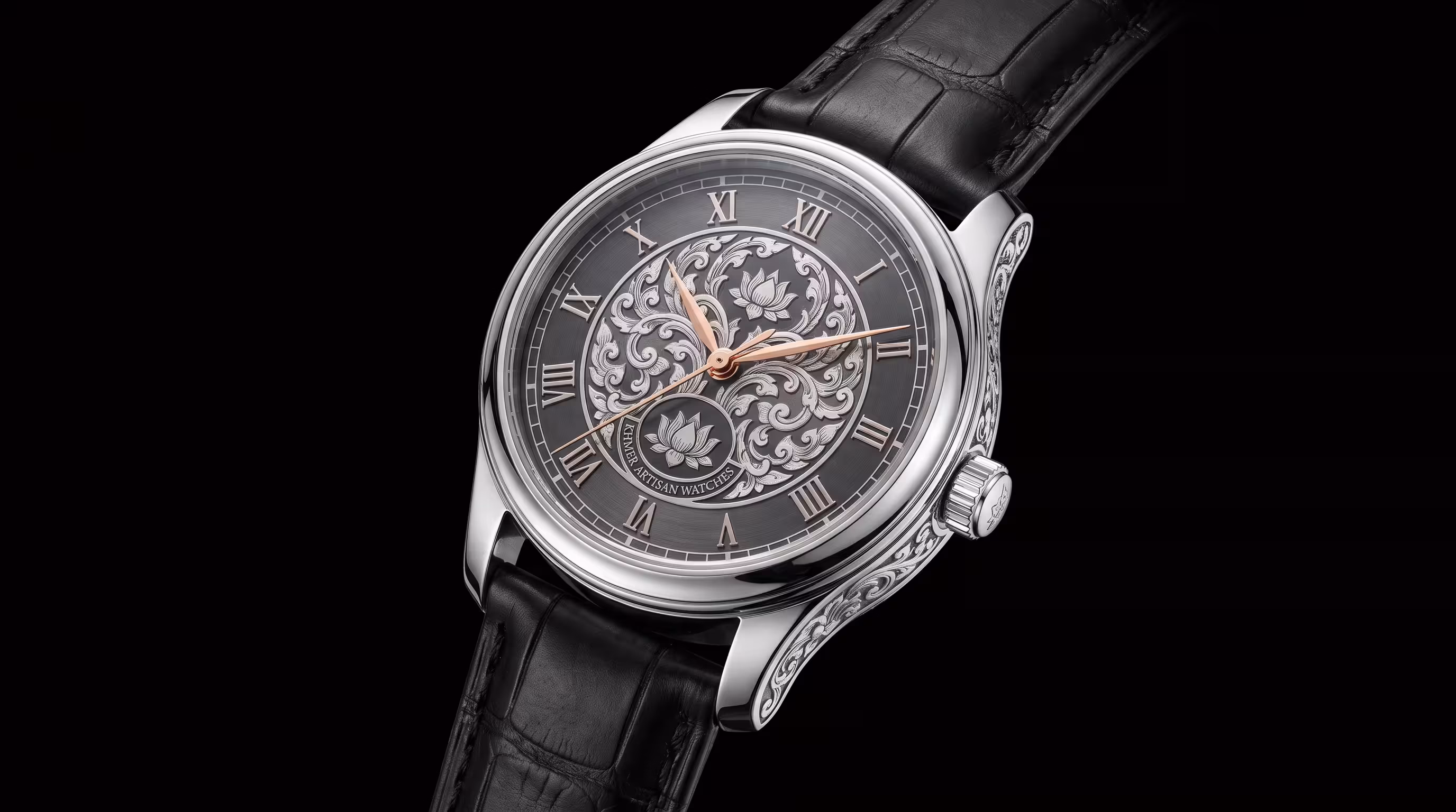 Premium luxury chronograph watch with dramatic lighting